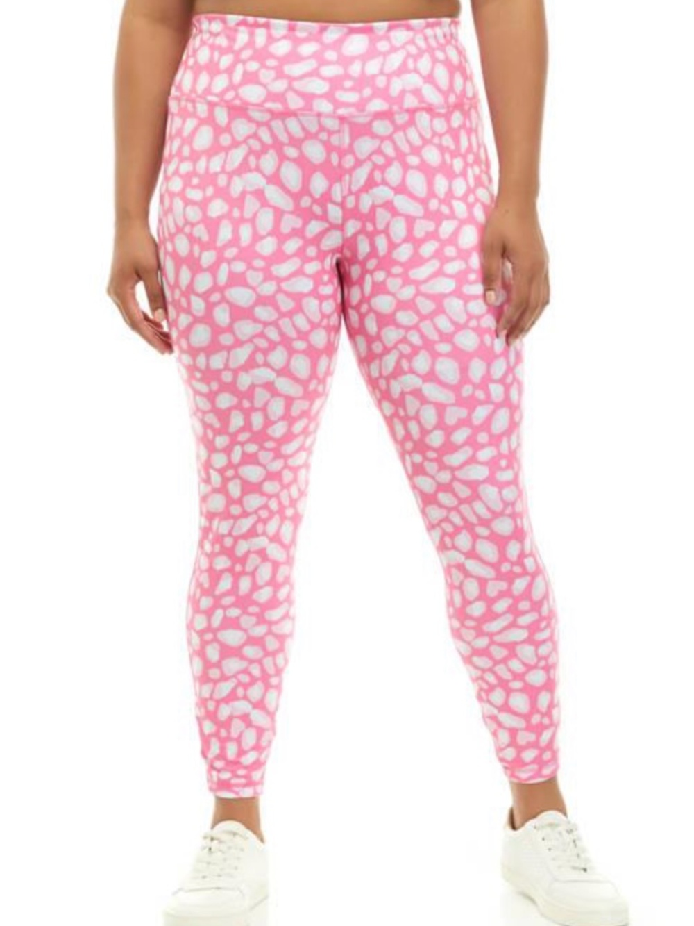 Crown & Ivy Pink & White Cheetah Print Full Length Leggings Size XL